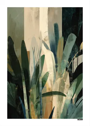 Plakat Verdant Abstract - plakat z zielonymi liśćmi w abstrakcyjnym stylu