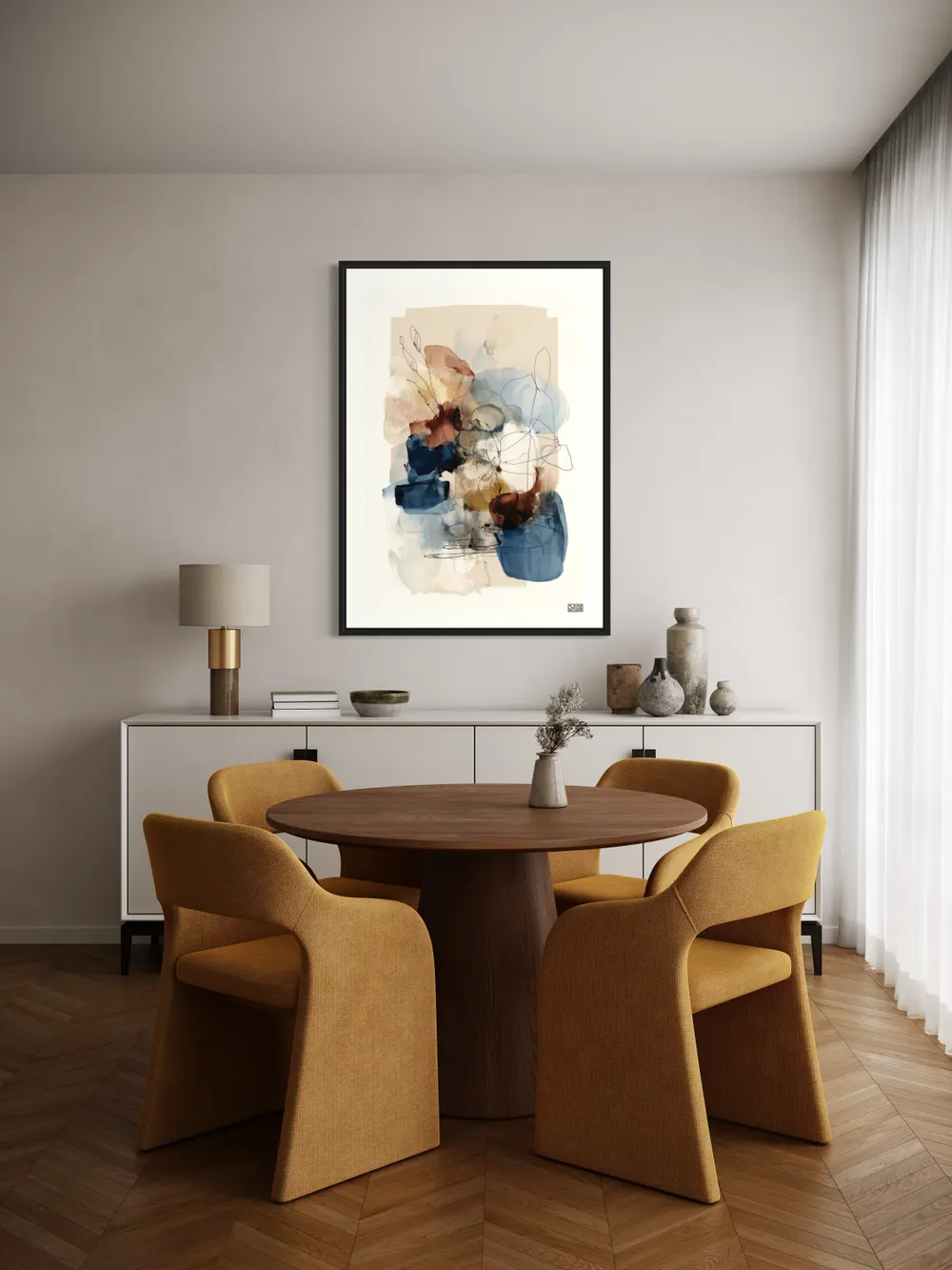 Plakat Abstract Flow - abstrakcyjne plamy w odcieniach niebieskiego - obrazek 2