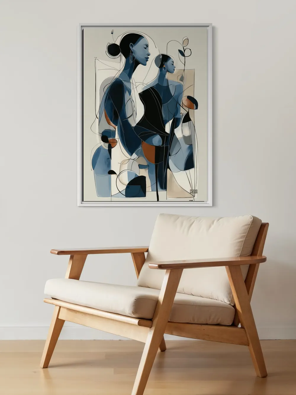 Plakat Blue Muse - abstrakcyjne kobiece sylwetki w odcieniach niebieskiego, nowoczesny styl - obrazek 2