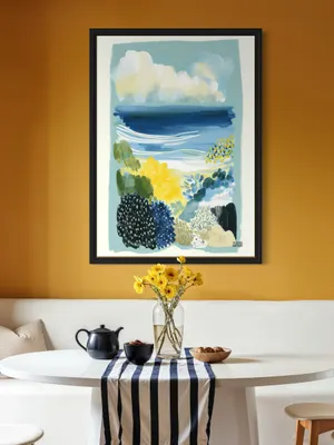 Plakat Azure Coastline - spokojne morze z kolorowymi roślinami - obrazek 3