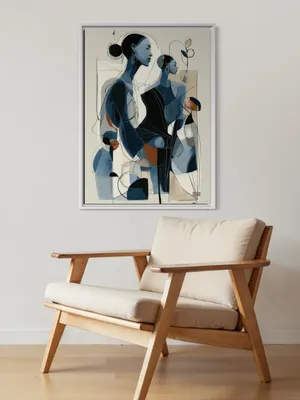 Plakat Blue Muse - abstrakcyjne kobiece sylwetki w odcieniach niebieskiego, nowoczesny styl - obrazek 2