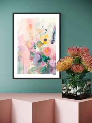 Plakat Dreamy Bloom - abstrakcyjne kwiaty w pastelowej akwareli - obrazek 2