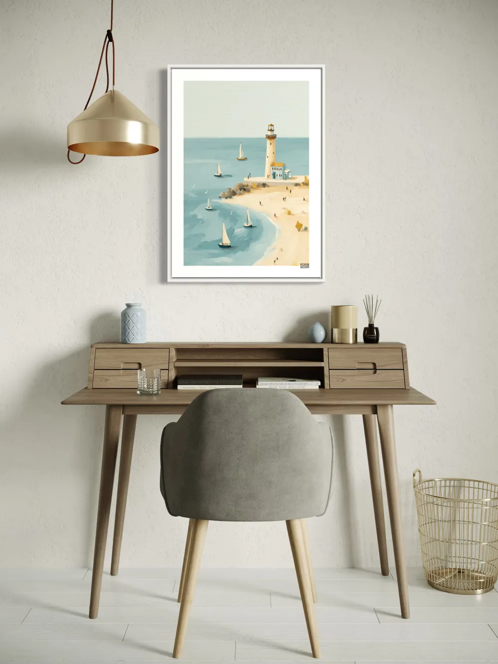 Plakat Seaside Lighthouse - latarnia morska na plaży - obrazek 2