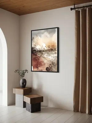 Plakat Rustic Horizon - abstrakcyjny pejzaż w ciepłych brązach i beżach - obrazek 3