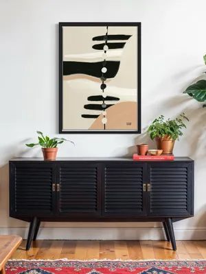 Plakat Monochrome Rhythm - abstrakcyjne minimalistyczne kształty w czerni i beżu - obrazek 2