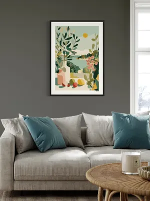 Plakat Mediterranean Summer - malownicza zatoka z pastelowymi kolorami - obrazek 2