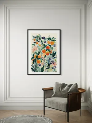 Plakat Citrus Garden - soczyste pomarańcze, zielone liście, akwarelowy letni ogród - obrazek 2