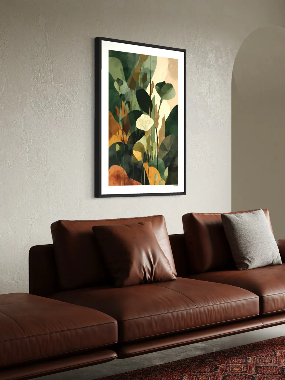 Plakat Botanical Harmony - abstrakcyjne roślinne kształty w zieleni i oliwce - obrazek 3
