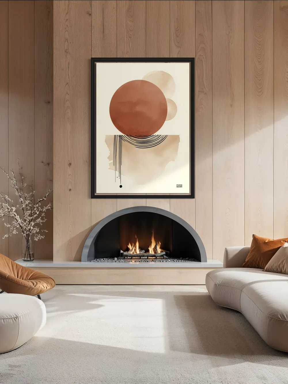 Plakat Terra Orbit - duzy ceglany okrag nad beżowa plama minimalistyczny - obrazek 3