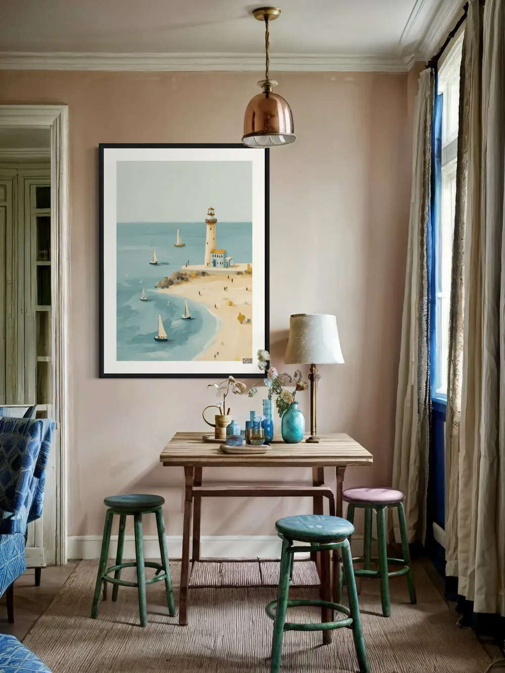 Plakat Seaside Lighthouse - latarnia morska na plaży - obrazek 3
