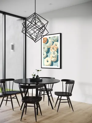 Plakat Donut Dream - lekkie pastelowe donuty na niebieskim tle - obrazek 2