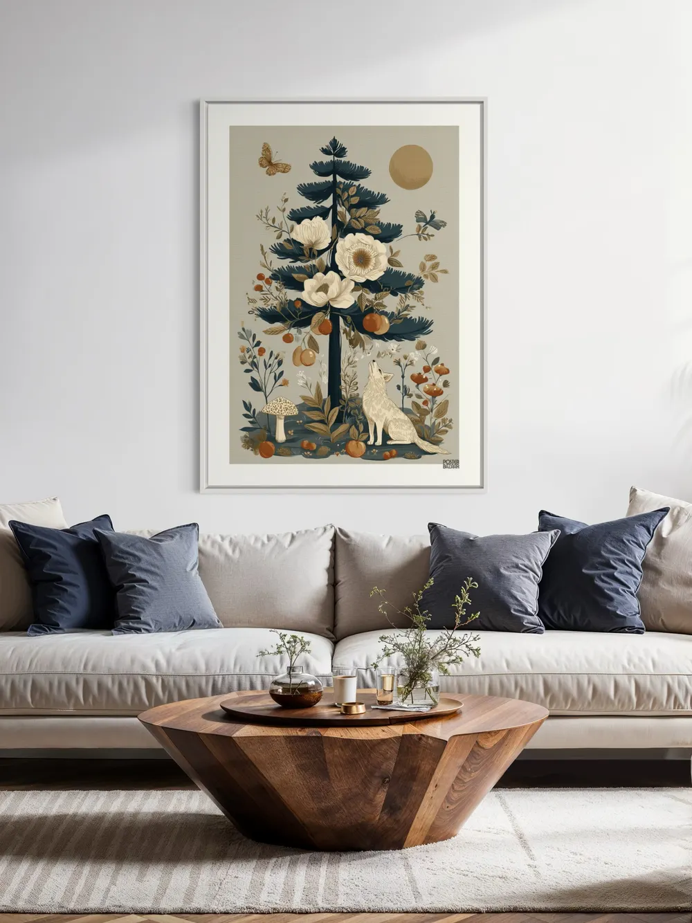 Plakat Forest Dream - bajkowy las z lisem i motylami - obrazek 3