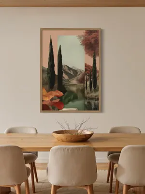 Plakat Verdant Portal - surrealistyczne przejście do zielonych gór i jeziora - obrazek 2