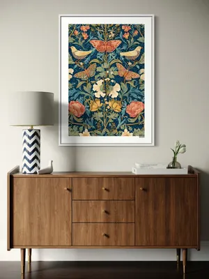 Plakat Botanical Birds - ptaki i kwiaty na ciemnoniebieskim tle - obrazek 3