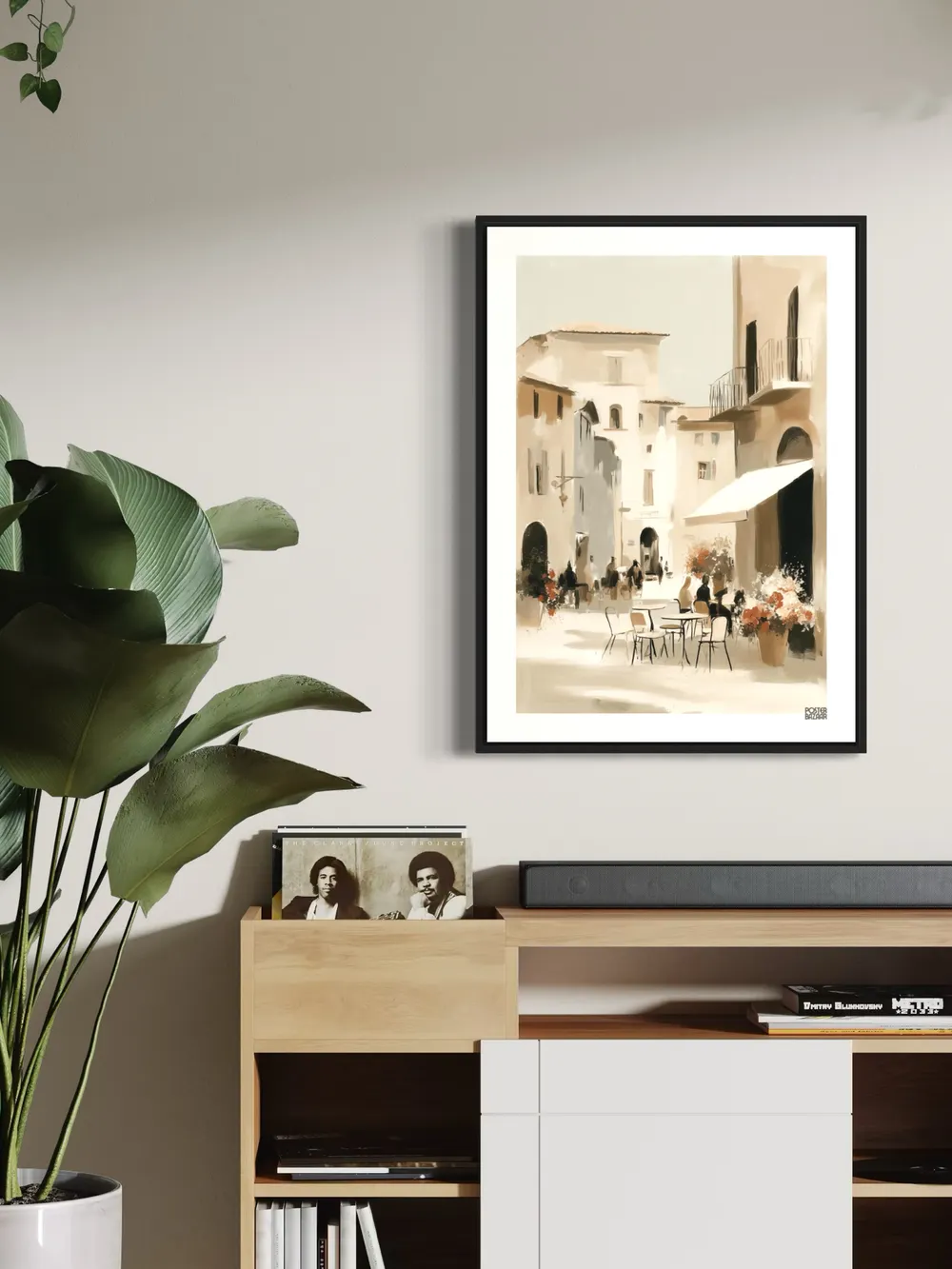 Plakat Cafe Street - urokliwa uliczka z kawiarnią i pastelowymi kolorami - obrazek 3