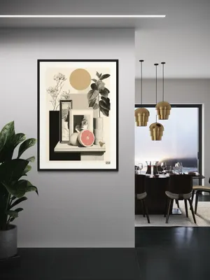 Plakat Modern Stilllife - nowoczesna martwa natura z różowym grejpfrutem - obrazek 3