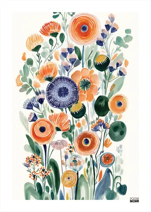 Plakat Vivid Bloom - plakat z abstrakcyjnym bukietem kolorowych kwiatów