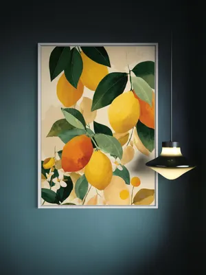 Plakat Lemon Garden - soczyste cytryny i zielone liście w akwarelowym stylu - obrazek 3