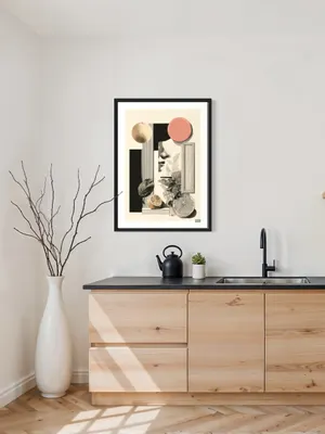 Plakat Fruit Face - kolaż twarzy w profilu z cytrusami i geometrycznymi kształtami - obrazek 2
