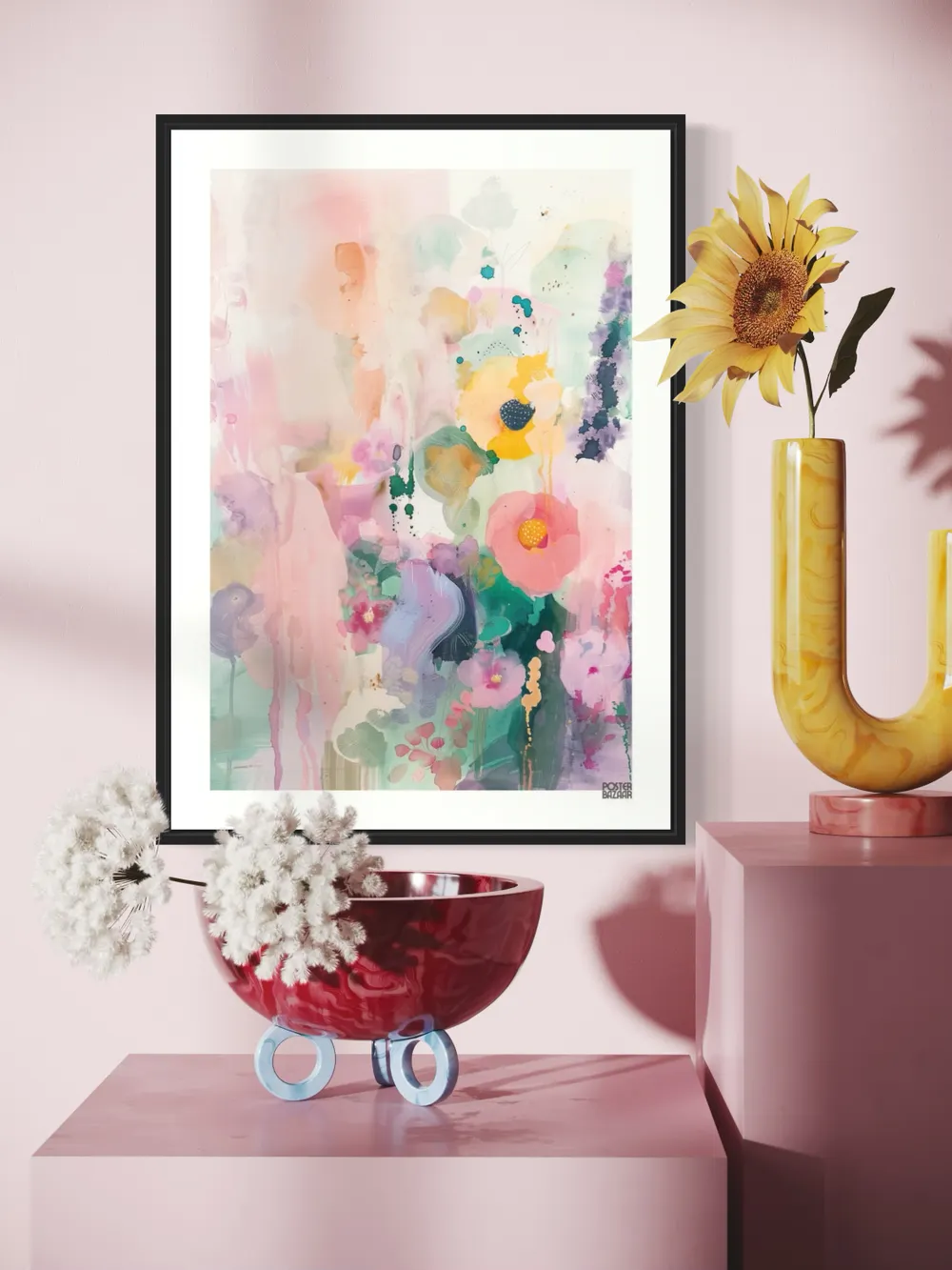 Plakat Dreamy Bloom - abstrakcyjne kwiaty w pastelowej akwareli - obrazek 3