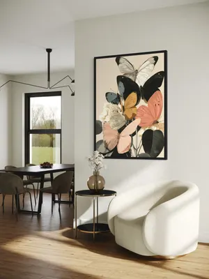 Plakat Butterfly Garden - motyle na liściach i kwiatach - obrazek 3