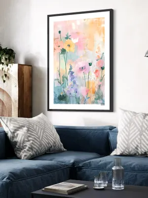 Plakat Pastel Bloom - kolorowe kwiaty na pastelowych plamach - obrazek 3