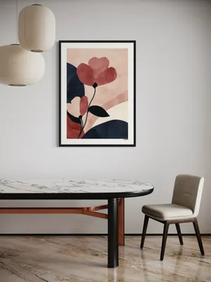 Plakat Abstract Flower - stylizowane kwiaty na różowym tle - obrazek 3