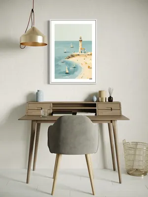 Plakat Seaside Lighthouse - latarnia morska na plaży - obrazek 2