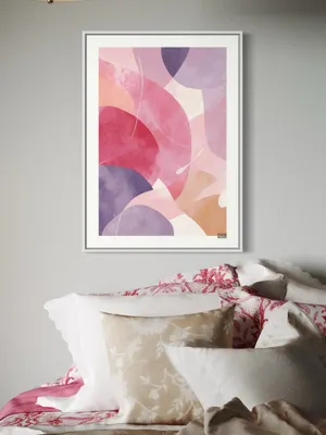 Plakat Vivid Flow - abstrakcyjne kształty w odcieniach różu i fioletu - obrazek 3