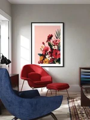 Plakat Summer Bloom - bukiet kwiatów na różowym tle - obrazek 3