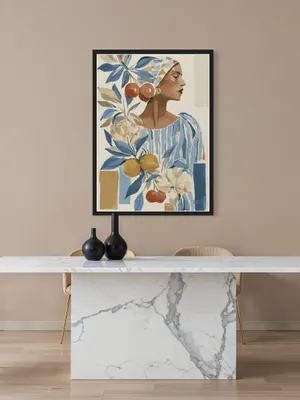 Plakat Citrus Muse - portret kobiety w chustce z cytrynami i wiśniami - obrazek 3