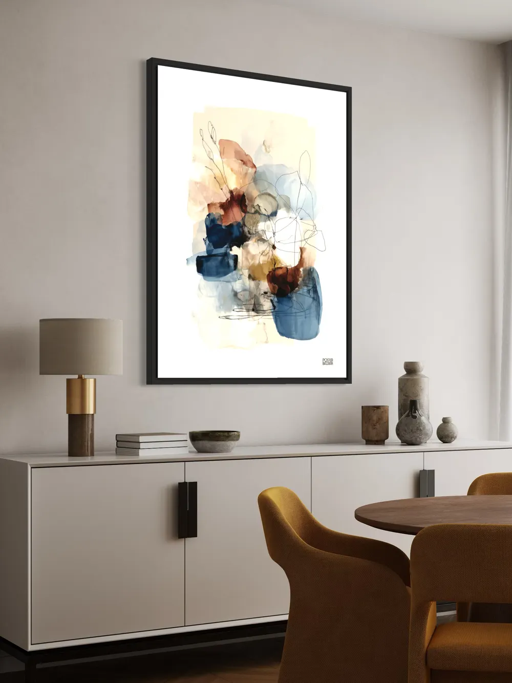 Plakat Abstract Flow - abstrakcyjne plamy w odcieniach niebieskiego - obrazek 3