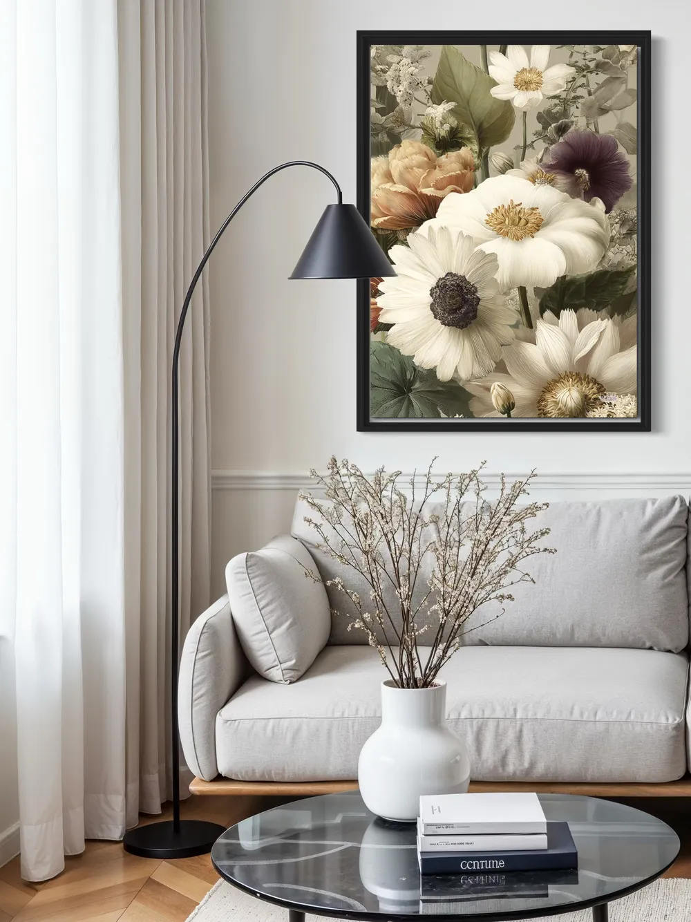 Plakat Ivory Petals - kremowe kwiaty z delikatnymi złotymi detalami - obrazek 3
