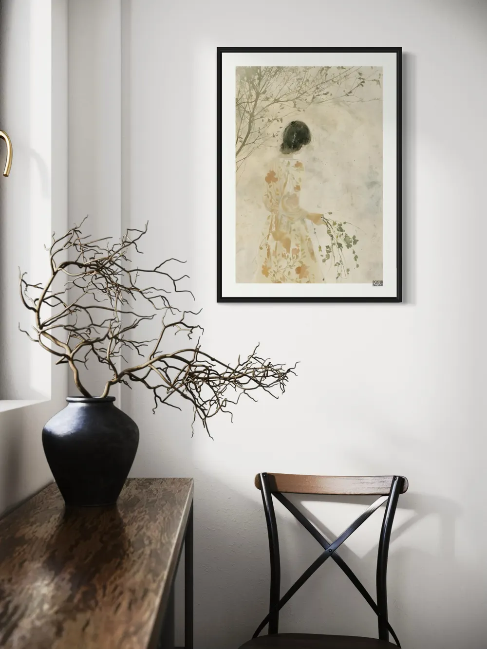 Plakat Spring Dream - delikatna ilustracja kobiety w kwiecistej sukience - obrazek 2