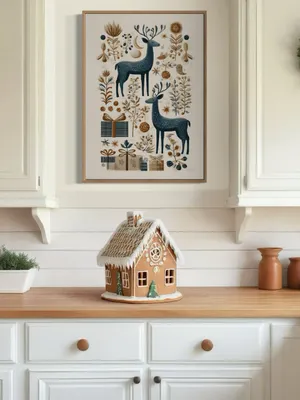 Plakat Winter Companions - dwa jelenie w zimowym, świątecznym klimacie - obrazek 2