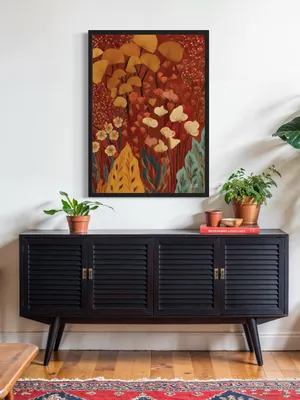 Plakat Amber Canopy - jesienne liście i kwiaty w bursztynowych odcieniach - obrazek 3