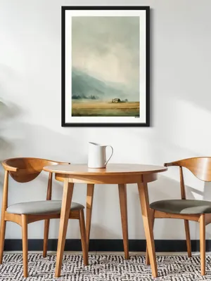 Plakat Misty Valley - domek w dolinie z zamglonymi wzgórzami - obrazek 3