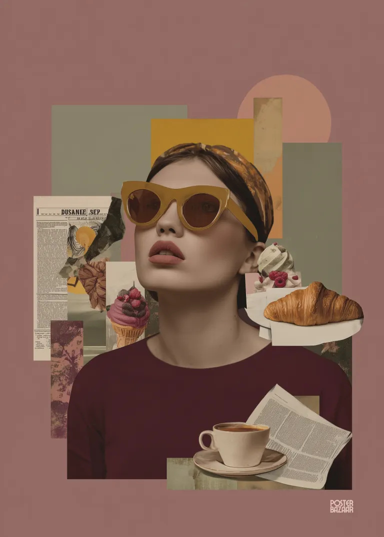 Breakfast Collage — stylowa kobieta w klimacie retro