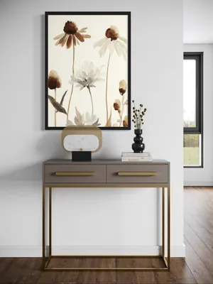 Plakat Sepia Petals - delikatne akwarelowe kwiaty w odcieniach sepii - obrazek 2