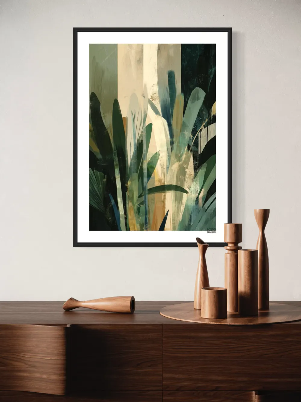 Plakat Verdant Abstract - plakat z zielonymi liśćmi w abstrakcyjnym stylu - obrazek 2