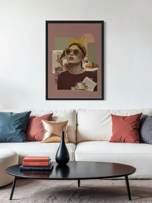 Plakat Breakfast Collage - stylowa kobieta w klimacie retro - obrazek 3