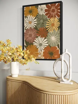 Plakat Earthy Daisies - stylizowane stokrotki w ziemistych, ciepłych barwach vintage - obrazek 3
