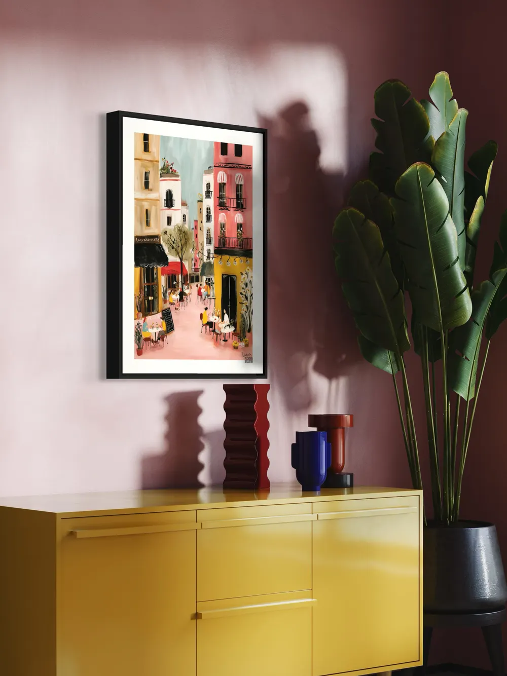 Plakat Pink Street - urokliwa uliczka z kawiarniami - obrazek 2