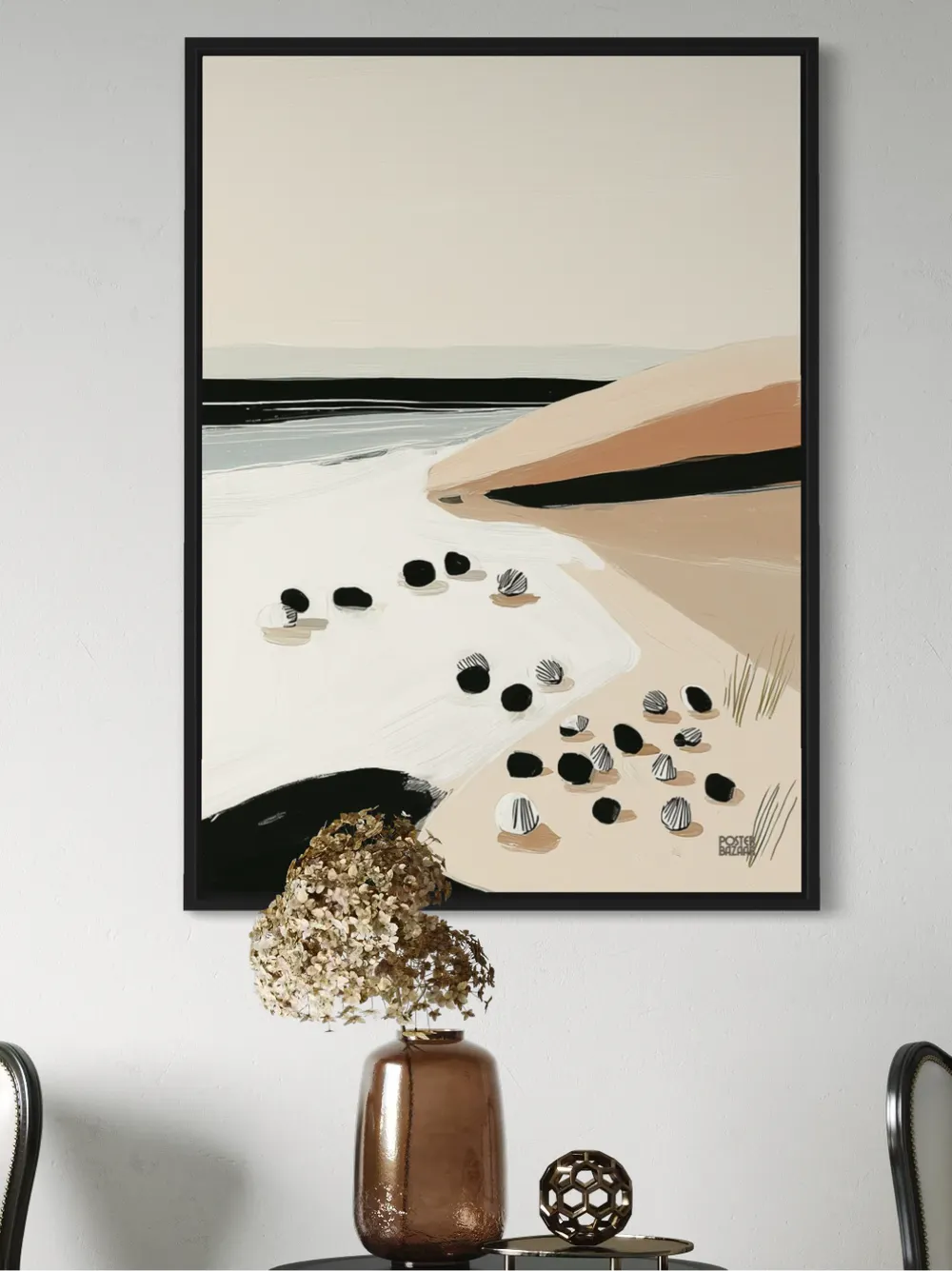 Plakat Pebble Coast - minimalistyczna plaża z kamieniami w pastelowych kolorach - obrazek 2