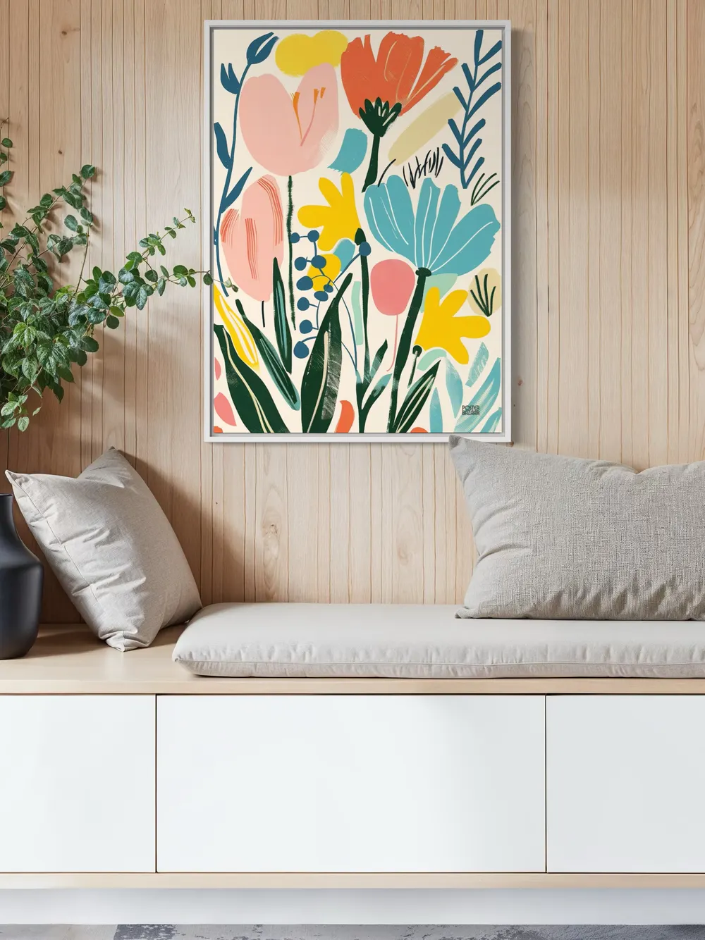Plakat Vivid Flowers - kolorowe radosne kwiaty na jasnym tle - obrazek 3