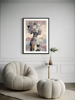 Plakat Floral Silhouette - kobieca sylwetka z kwiatami - obrazek 3
