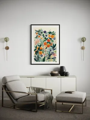 Plakat Citrus Garden - soczyste pomarańcze, zielone liście, akwarelowy letni ogród - obrazek 3