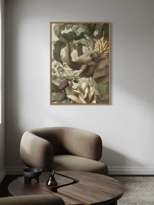 Plakat Jungle Banquet - słoń w tropikalnym klimacie - obrazek 3