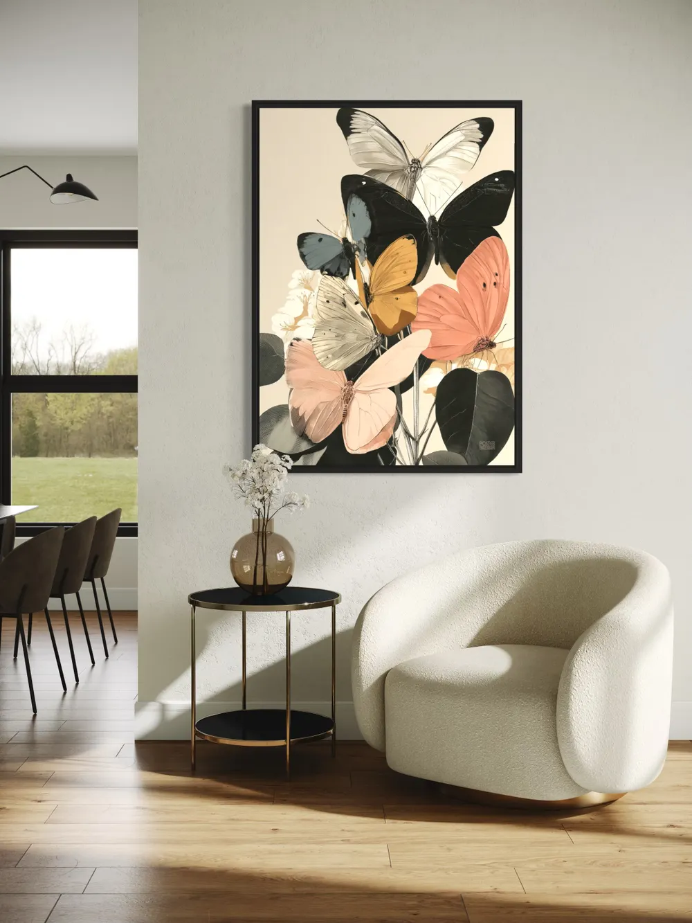 Plakat Butterfly Garden - motyle na liściach i kwiatach - obrazek 2