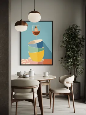 Plakat Wine Reflection - kieliszek czerwonego wina z tajemniczą sylwetką kobiety - obrazek 3